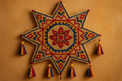 Sebal Seagrass Woven Star Wall Hanging genrate like punjabi culture